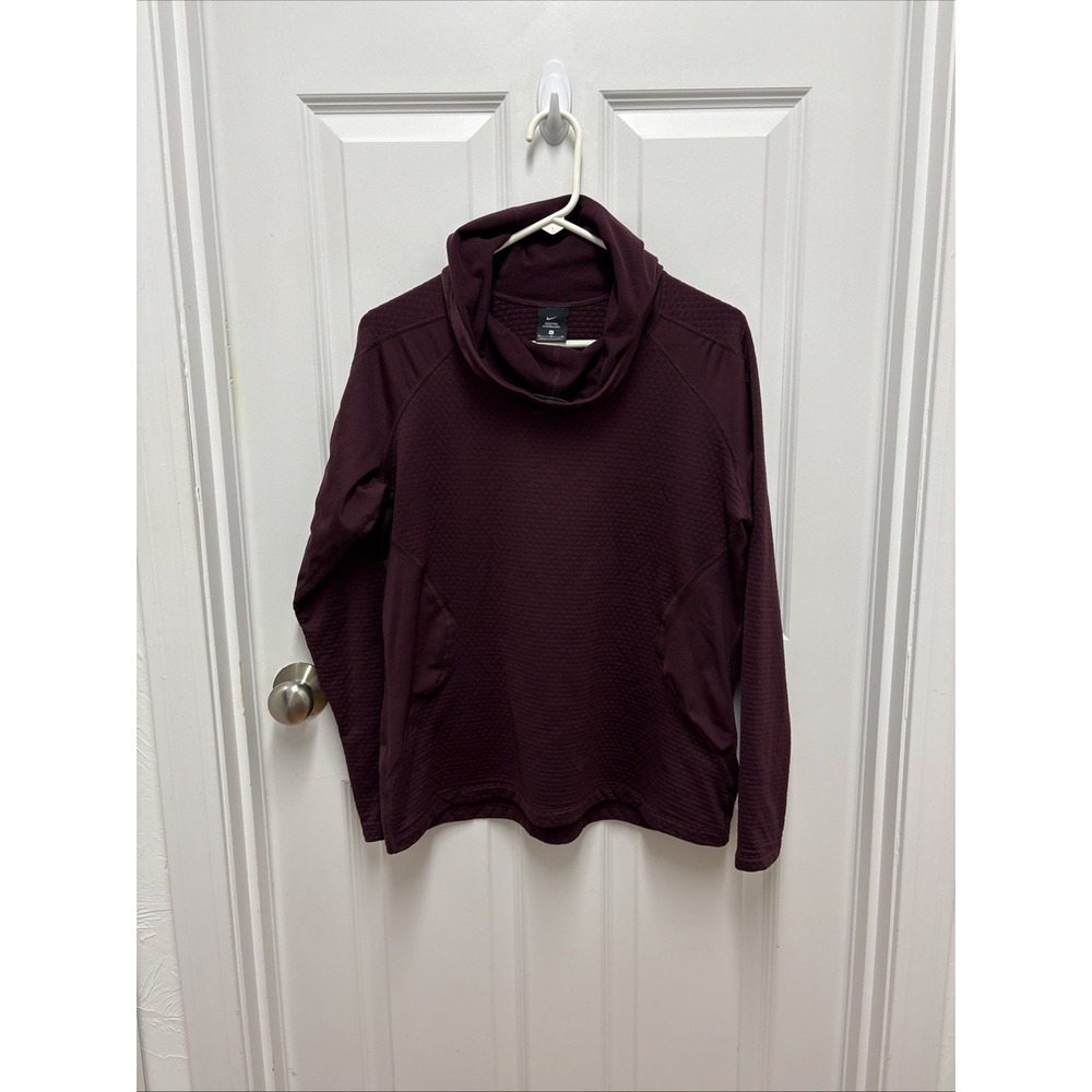 Nike Pro Hyperwarm Womens XL‎ Burgundy Cowl Neck Hoodie Long Sleeve Training Top